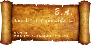 Baumöhl Annunciáta névjegykártya